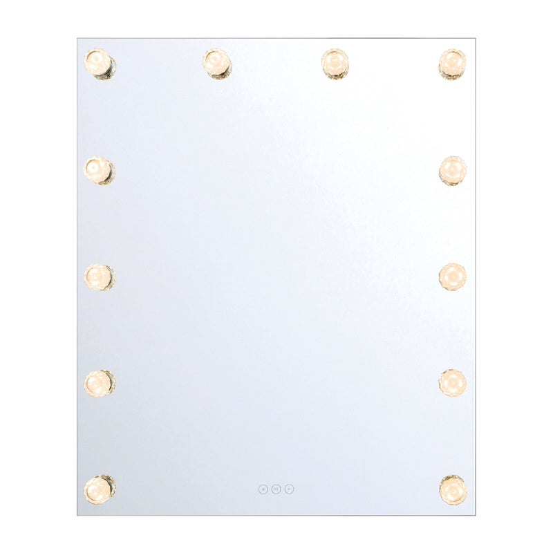 Golden Lighting StarLight 30in Lighted Mirror | Modern Matte White Steel with Clear Acrylic Globe | Bathroom & Vanity | Model 8195-30M WHT-A