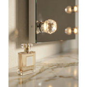Golden Lighting StarLight 30in Lighted Mirror | Modern Matte White Steel with Clear Acrylic Globe | Bathroom & Vanity | Model 8195-30M WHT-A