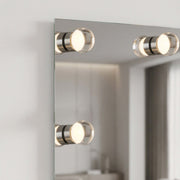 Golden Lighting StarLight 30in Lighted Mirror | Modern Matte White Steel with Clear Acrylic Globe | Bathroom & Vanity | Model 8195-30M WHT-A