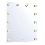 Golden Lighting Starlight 30in Rectangular LED Lighted Mirror | Modern Matte White Steel and Clear Glass Rose | Bathroom | Model 8195-30M WHT-B