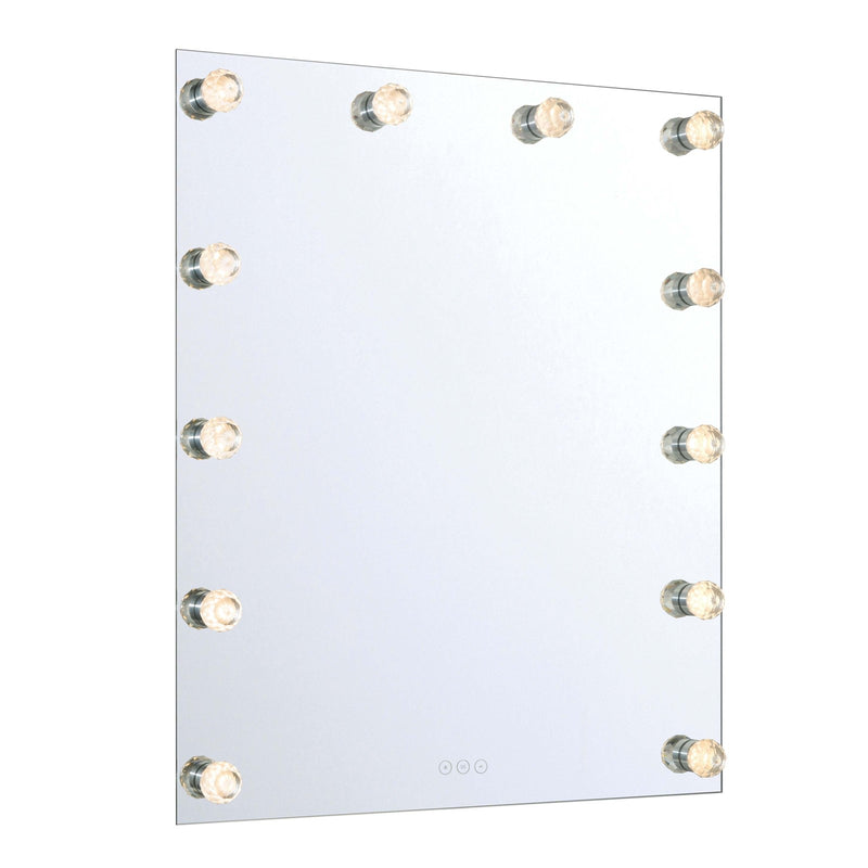 Golden Lighting StarLight 30in Lighted Mirror | Modern Matte White Steel with Cut Crystal Diffusers | Bathroom & Dressing Room | Model 8195-30M WHT-C