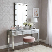 Golden Lighting StarLight 30in Lighted Mirror | Modern Matte White Steel with Cut Crystal Diffusers | Bathroom & Dressing Room | Model 8195-30M WHT-C
