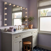 Golden Lighting StarLight 48in Lighted Mirror | Modern Matte White and Clear Glass Rose | Bathroom Vanity & Dressing Room | Model 8195-48M WHT-B