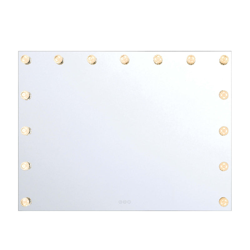 Golden Lighting StarLight 48in LED Lighted Mirror | Modern Matte White Steel and Cut Crystal | Bathroom & Dressing Room | Model 8195-48M WHT-C