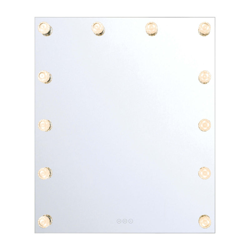 Golden Lighting StarLight 48in LED Lighted Mirror | Modern Matte White Steel and Cut Crystal | Bathroom & Dressing Room | Model 8195-48M WHT-C