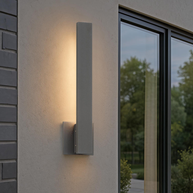 Golden Lighting Enso 18in Integrated LED Outdoor Wall Light | Modern Smooth Gray Aluminum | Entryway & Patio | 369.5 Lumens | Model 8432-OWL18 SGY