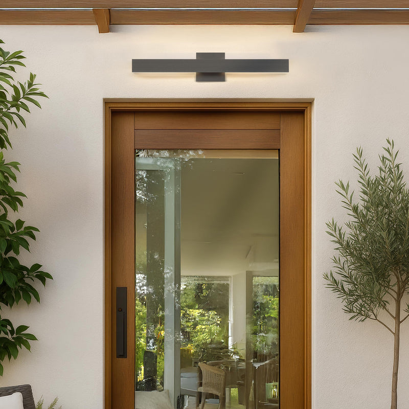 Golden Lighting Enso 24in 1-Light Outdoor Wall Light | Modern Textured Black Aluminum | Entryway & Patio | 24 x 2.75 x 4.5 in | Model 8432-OWL24 TBK