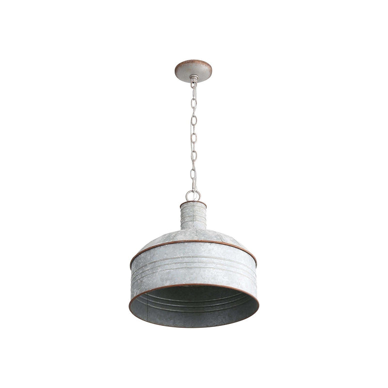 Golden Lighting Tinsmith 15in 1-Light Pendant | Rustic Aged Galvanized Steel and Galvanized Steel | Kitchen & Dining Room | Model 8801-M1L AGV-GV