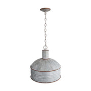 Golden Lighting Tinsmith 15in 1-Light Pendant | Rustic Aged Galvanized Steel and Galvanized Steel | Kitchen & Dining Room | Model 8801-M1L AGV-GV