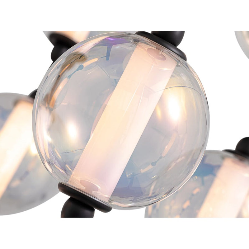 Golden Lighting Perla 28" LED Pendant, Matte Black/Clear Glass