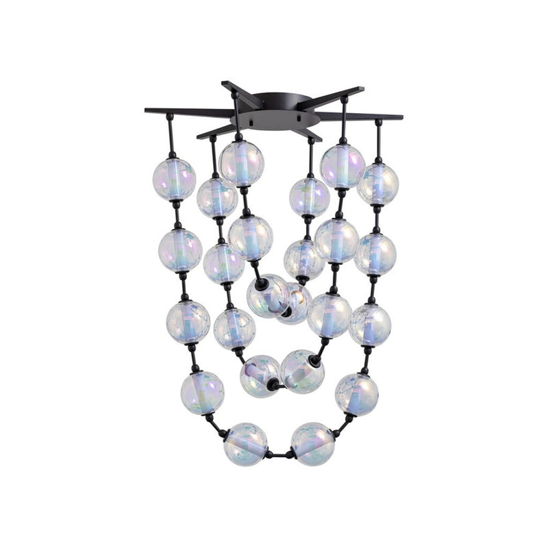 Golden Lighting Perla 28" LED Pendant, Matte Black/Clear Glass