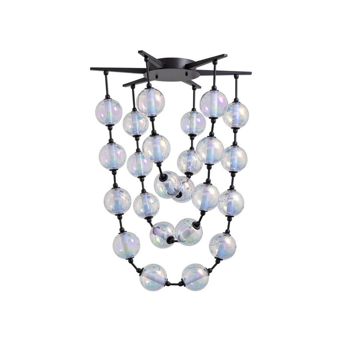 Golden Lighting Perla 28" LED Pendant, Matte Black/Clear Glass