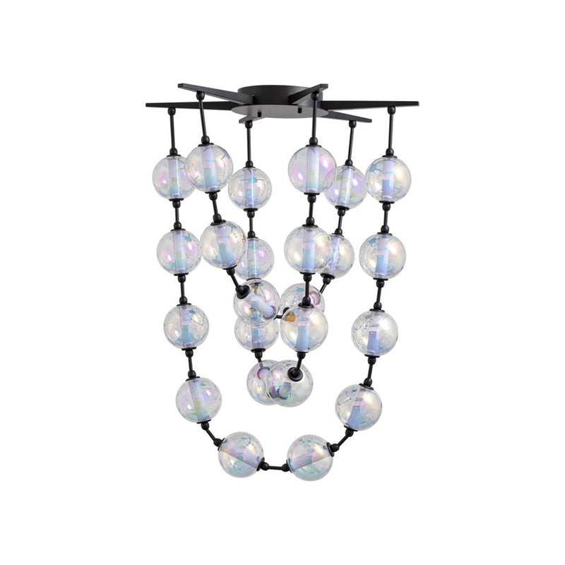 Golden Lighting Perla 34" LED Pendant, Matte Black/Clear Glass - 9013-34BLK