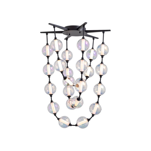 Golden Lighting Perla 34" LED Pendant, Matte Black/Clear Glass