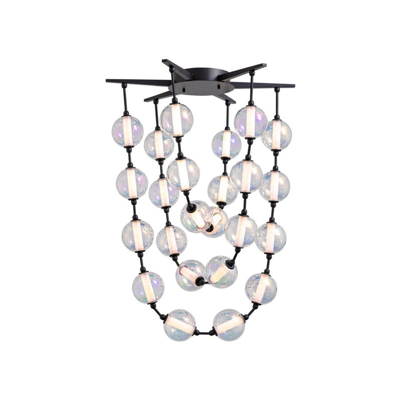 Golden Lighting Perla 34" LED Pendant, Matte Black/Clear Glass