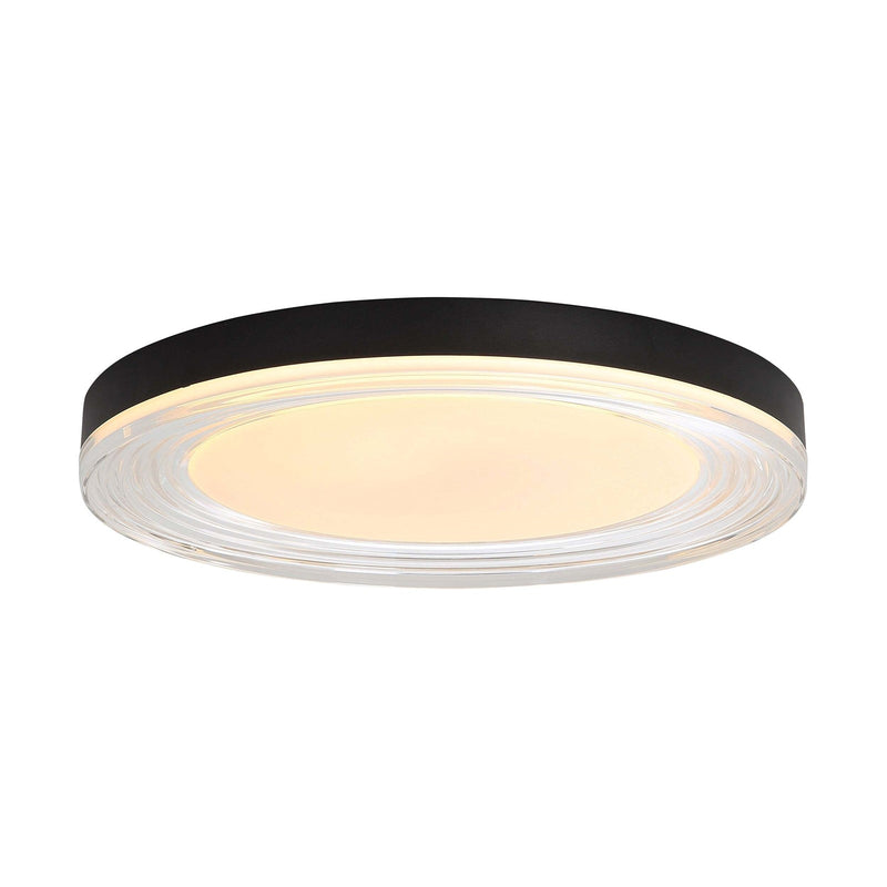 Golden Lighting Ondulada 16in LED Flush Mount | Modern Sand Black and Clear Glass | Hallway & Low Ceiling | Model 9518-16 SNB-CLR
