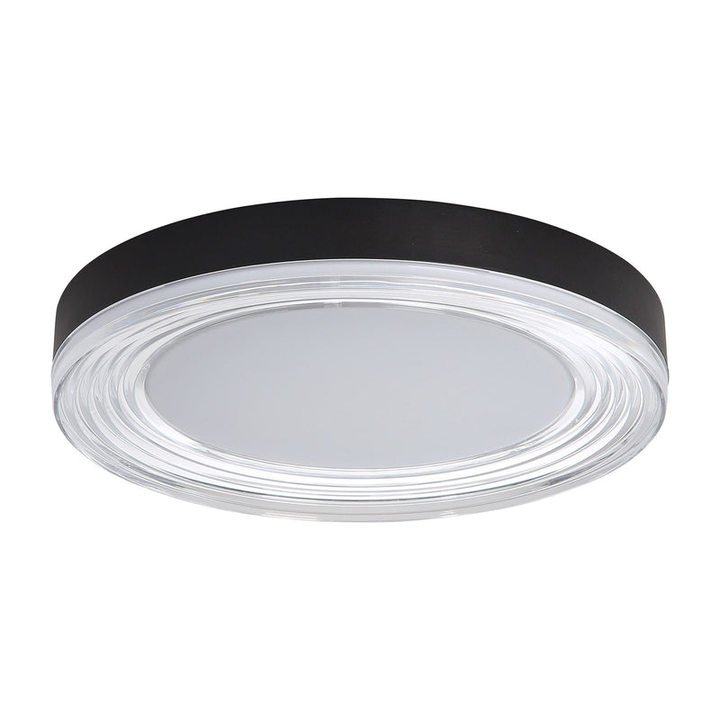 Golden Lighting Ondulada 16in LED Flush Mount | Modern Sand Black and Clear Glass | Hallway & Low Ceiling | Model 9518-16 SNB-CLR