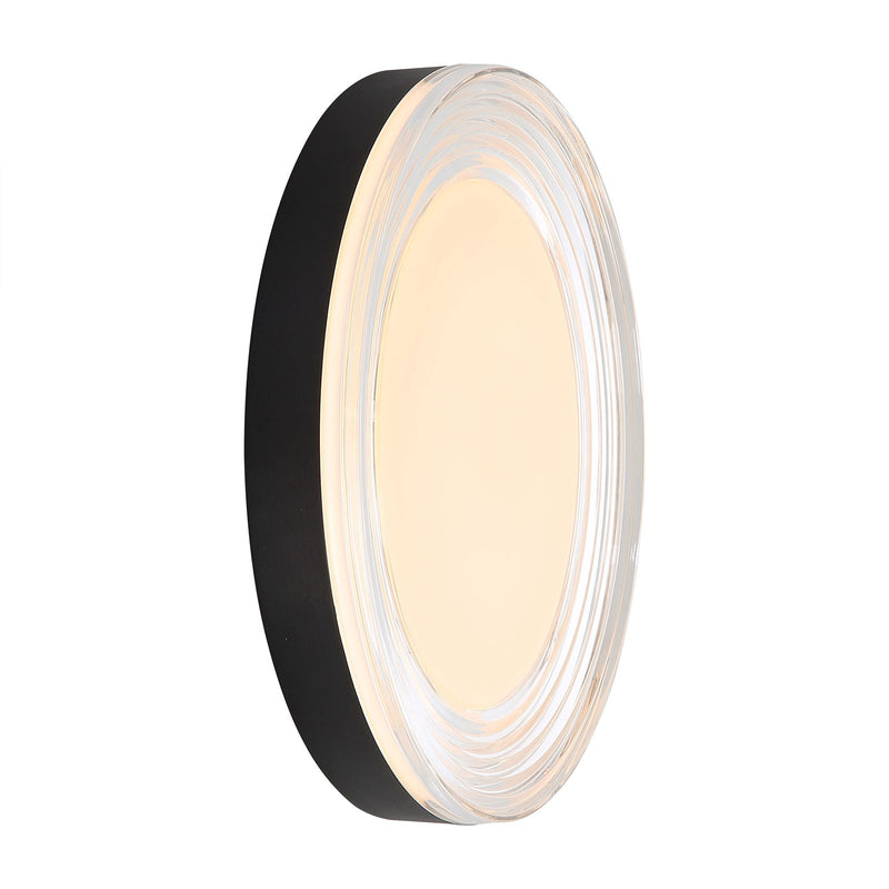 Golden Lighting Ondulada 16in LED Flush Mount | Modern Sand Black and Clear Glass | Hallway & Low Ceiling | Model 9518-16 SNB-CLR