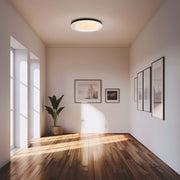 Golden Lighting Ondulada 16in LED Flush Mount | Modern Sand Black and Clear Glass | Hallway & Low Ceiling | Model 9518-16 SNB-CLR