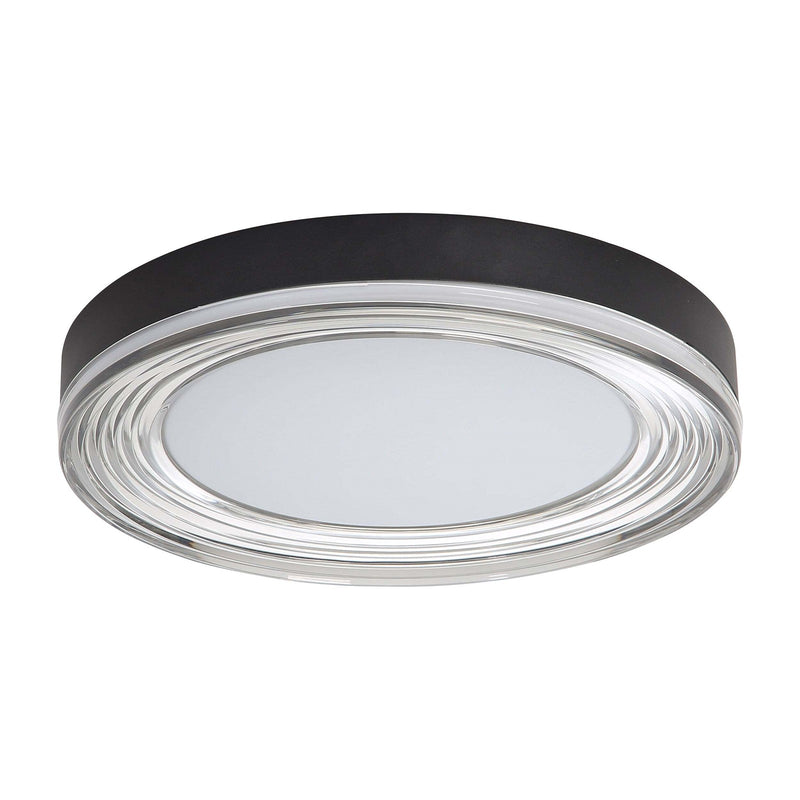 Golden Lighting Ondulada 16in LED Flush Mount | Modern Sand Black and Smoky Acrylic | Hallway & Laundry Room | Model 9518-16 SNB-SMK