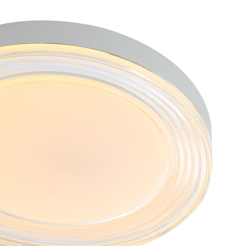 Golden Lighting Ondulada 16in Integrated LED Flush Mount | Modern Sand White and Clear Glass | Hallway & Bathroom | Model 9518-16 SNW-CLR