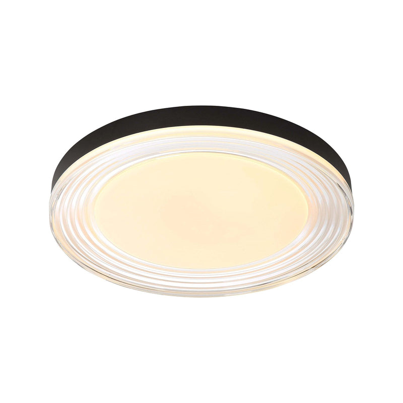 Golden Lighting Ondulada 20in Integrated LED Flush Mount | Modern Sand Black and Clear Glass | Hallway & Living Room Ceiling | Model 9518-20 SNB-CLR