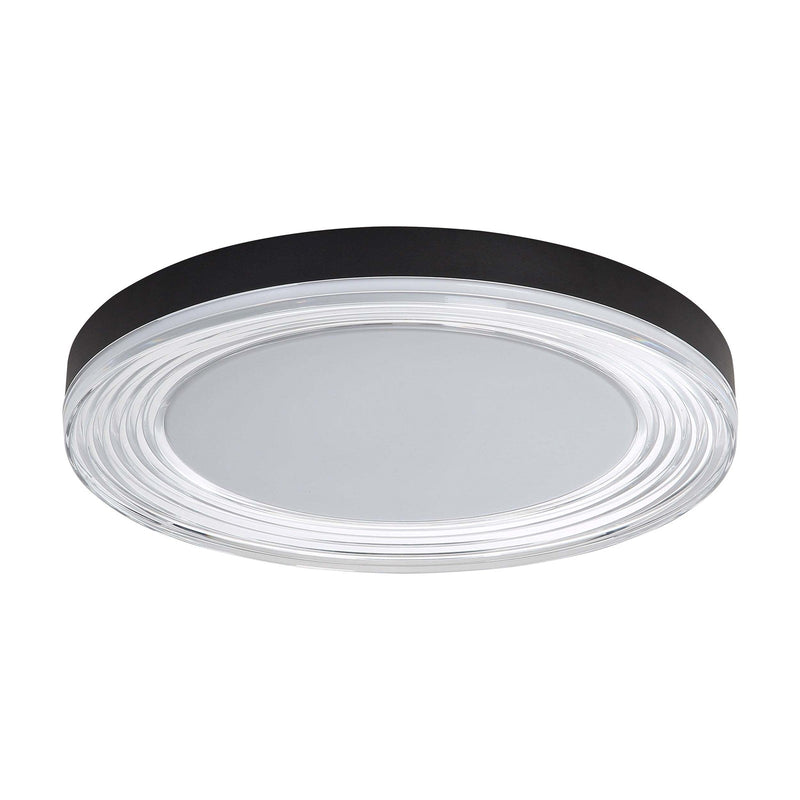 Golden Lighting Ondulada 20in Integrated LED Flush Mount | Modern Sand Black and Clear Glass | Hallway & Living Room Ceiling | Model 9518-20 SNB-CLR