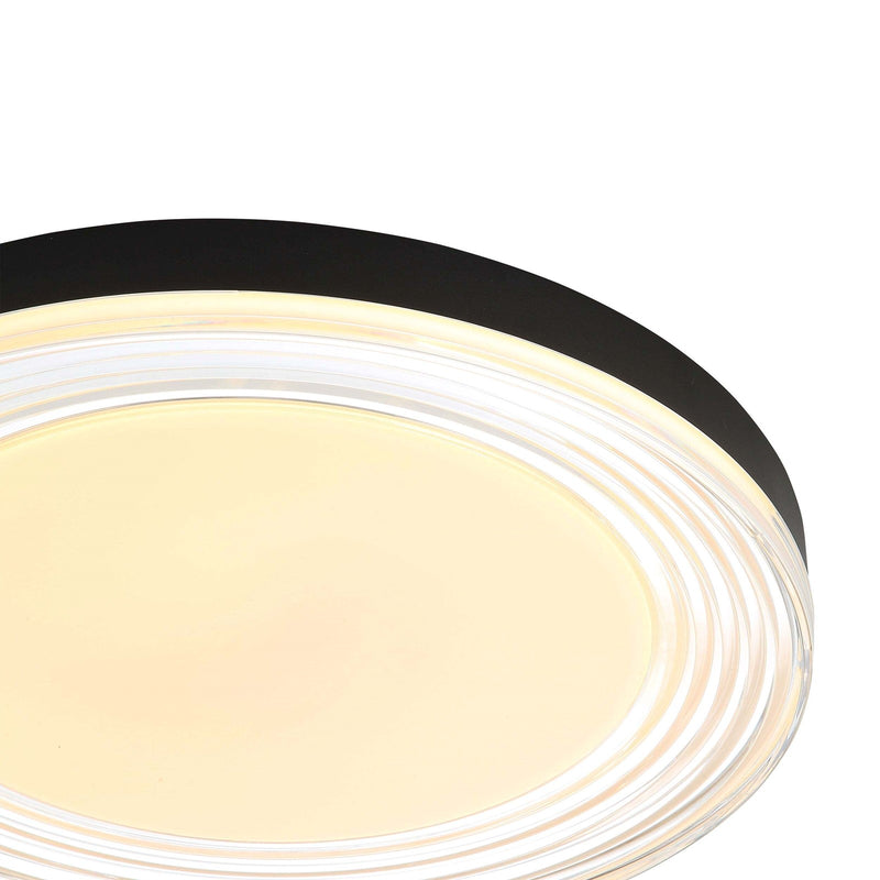 Golden Lighting Ondulada 20in Integrated LED Flush Mount | Modern Sand Black and Clear Glass | Hallway & Living Room Ceiling | Model 9518-20 SNB-CLR