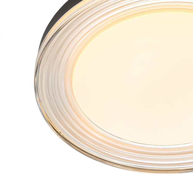 Golden Lighting Ondulada 20in LED Flush Mount | Modern Sand Black and Smoky Acrylic | Hallway & Bedroom | Model 9518-20 SNB-SMK