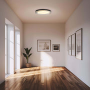Golden Lighting Ondulada 20in LED Flush Mount | Modern Sand Black and Smoky Acrylic | Hallway & Bedroom | Model 9518-20 SNB-SMK