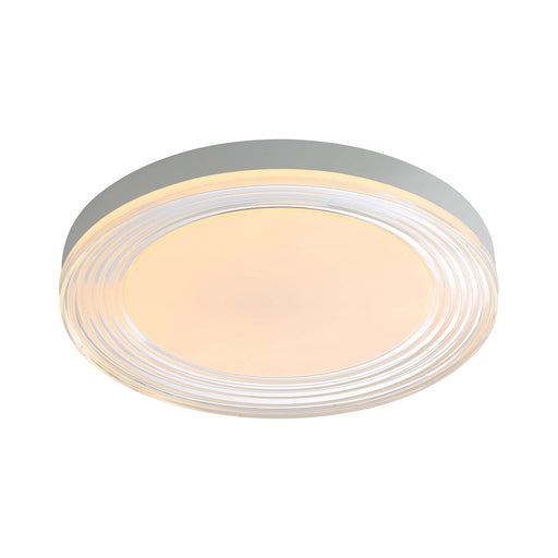 Golden Lighting Ondulada 20in Integrated LED Flush Mount | Modern Sand White Steel and Clear Glass | Hallway & Bathroom | Model 9518-20 SNW-CLR