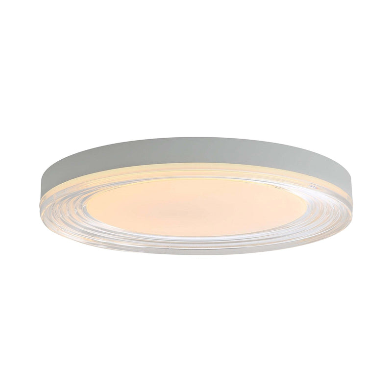 Golden Lighting Ondulada 20in Integrated LED Flush Mount | Modern Sand White Steel and Clear Glass | Hallway & Bathroom | Model 9518-20 SNW-CLR