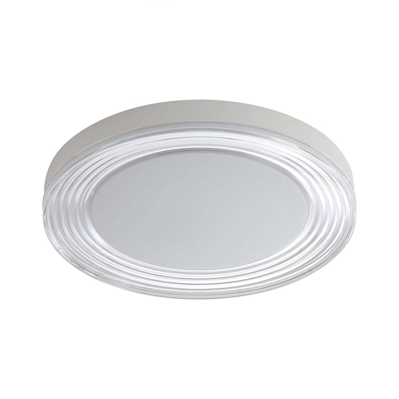 Golden Lighting Ondulada 20in Integrated LED Flush Mount | Modern Sand White Steel and Clear Glass | Hallway & Bathroom | Model 9518-20 SNW-CLR