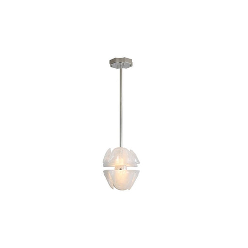 Golden Lighting Glacier LED Pendant, Polished Nickel/Icy Glass