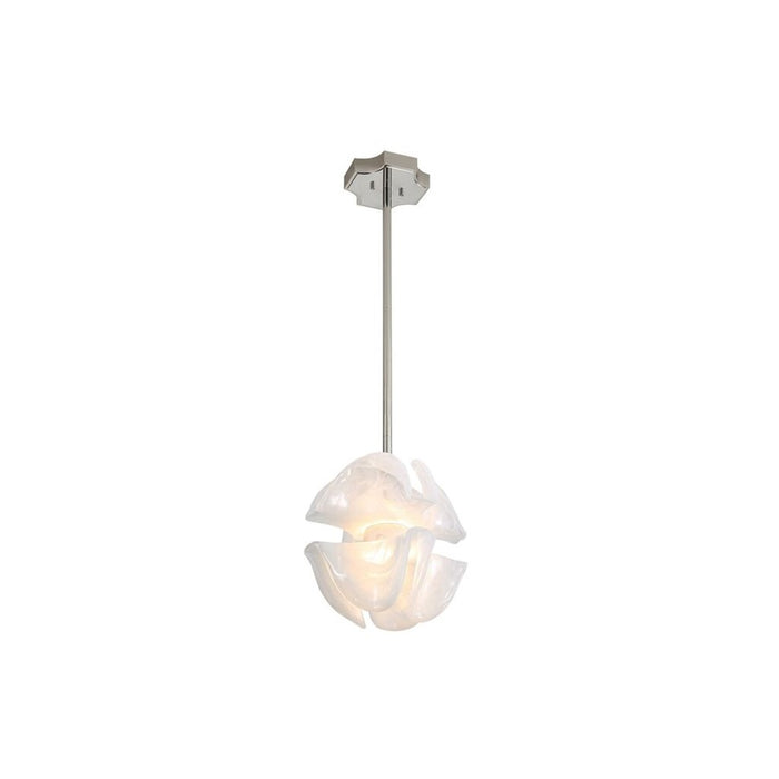Golden Lighting Glacier LED Pendant, Polished Nickel/Icy Glass
