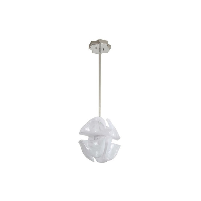 Golden Lighting Glacier LED Pendant, Polished Nickel/Icy Glass