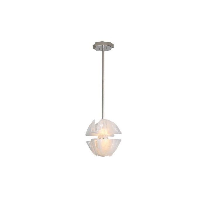 Golden Lighting Glacier LED Pendant, Polished Nickel/Icy Glass