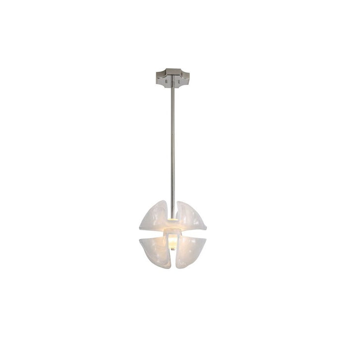 Golden Lighting Glacier LED Pendant, Polished Nickel/Icy Glass