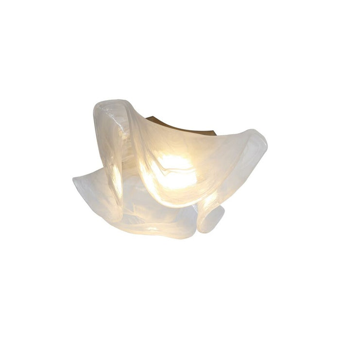 Golden Lighting Glacier LED Flush Mount, Polished Nickel/Icy Glass