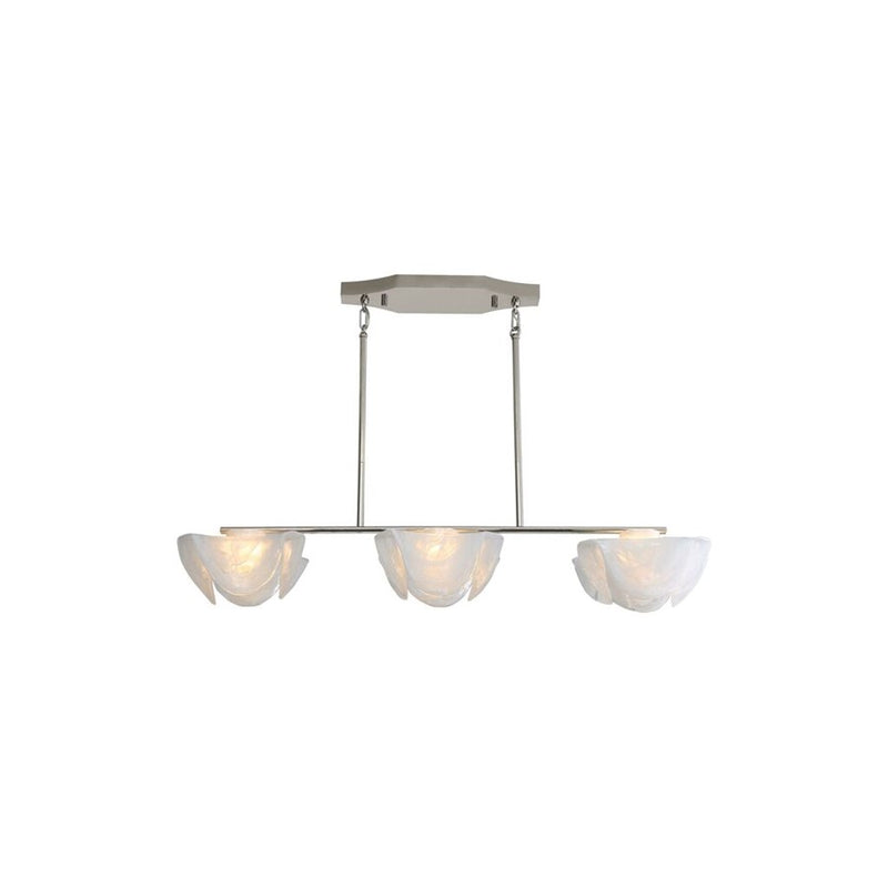 Golden Glacier LED Linear Pendant, Polished Nickel/Icy Glass