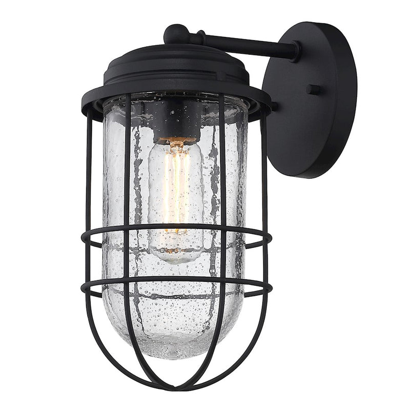 Golden Lighting Seaport 1-Light Outdoor Sconce, Black UV/Cage