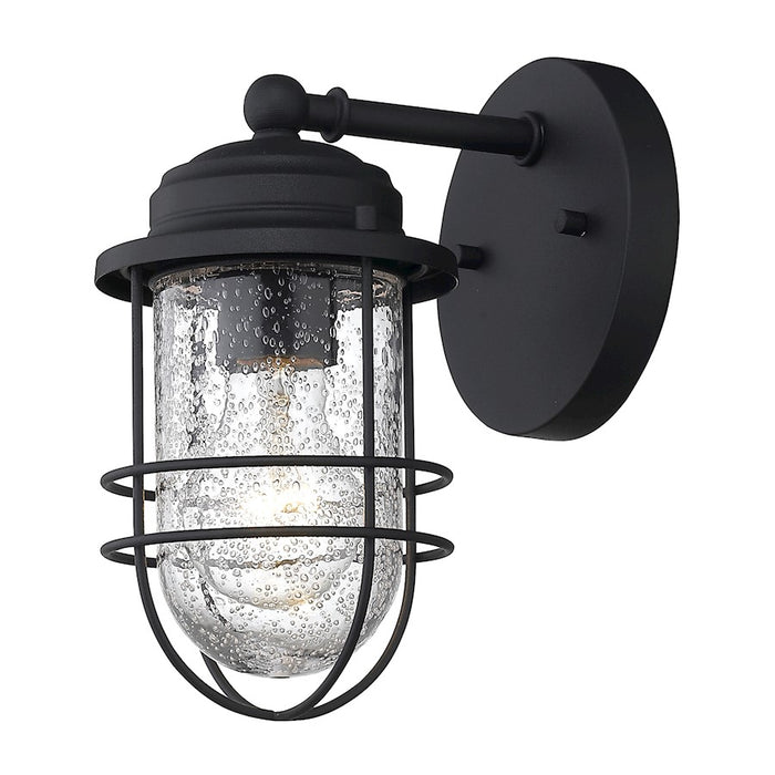 Golden Lighting Seaport 1-Light Outdoor Sconce, Black UV/Cage