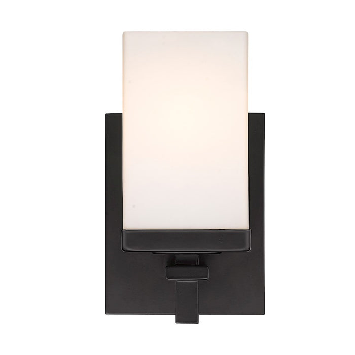 Golden Lighting Maddox 1 Light Wall Sconce, Matte Black/Opal
