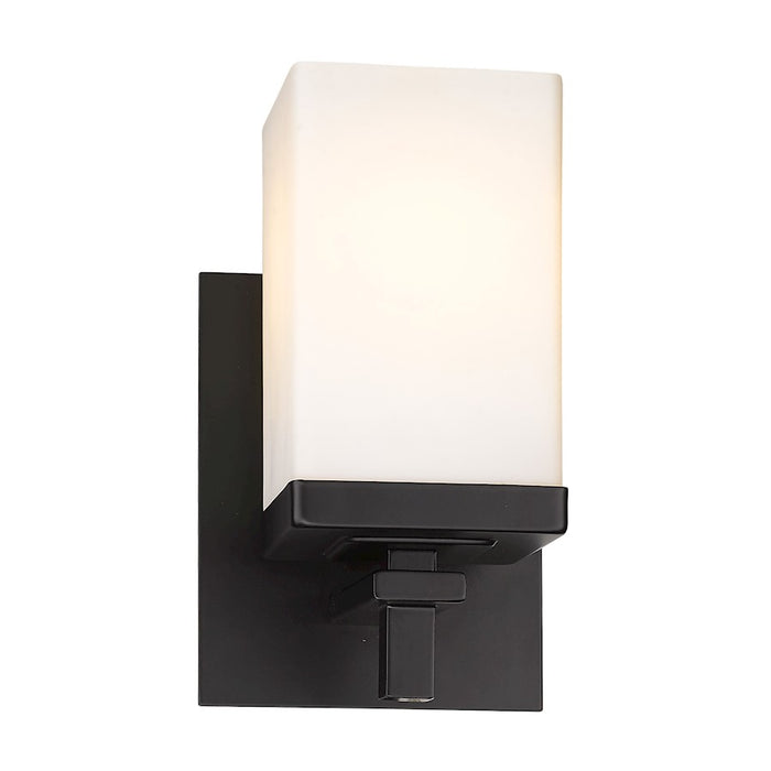 Golden Lighting Maddox 1 Light Wall Sconce, Matte Black/Opal