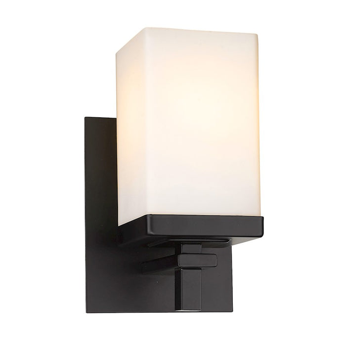 Golden Lighting Maddox 1 Light Wall Sconce, Matte Black/Opal