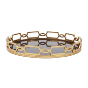 Howard Elliott Kyron Round Metal Tray, Bright Gold - 11248