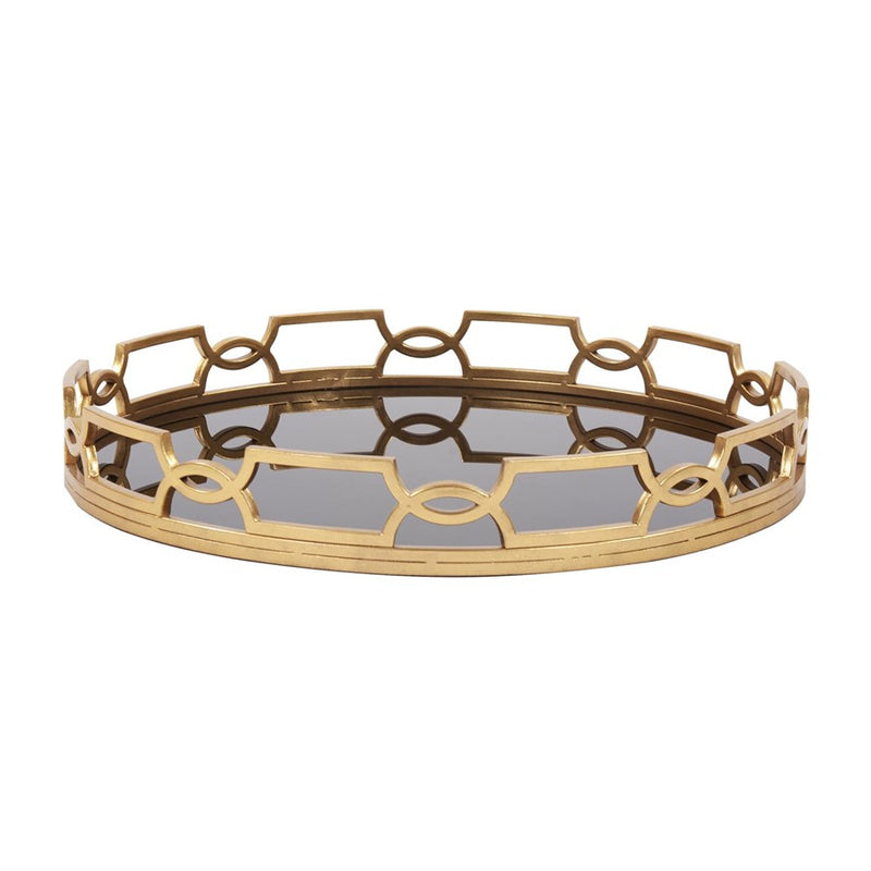 Howard Elliott Kyron Round Metal Tray, Bright Gold - 11248
