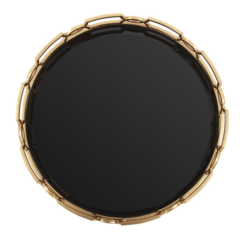 Howard Elliott Kyron Round Metal Tray, Bright Gold