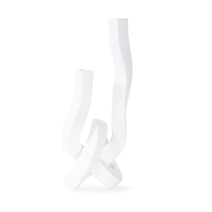 Howard Elliott Danner Abstract Double Candle Holder/Vase, White