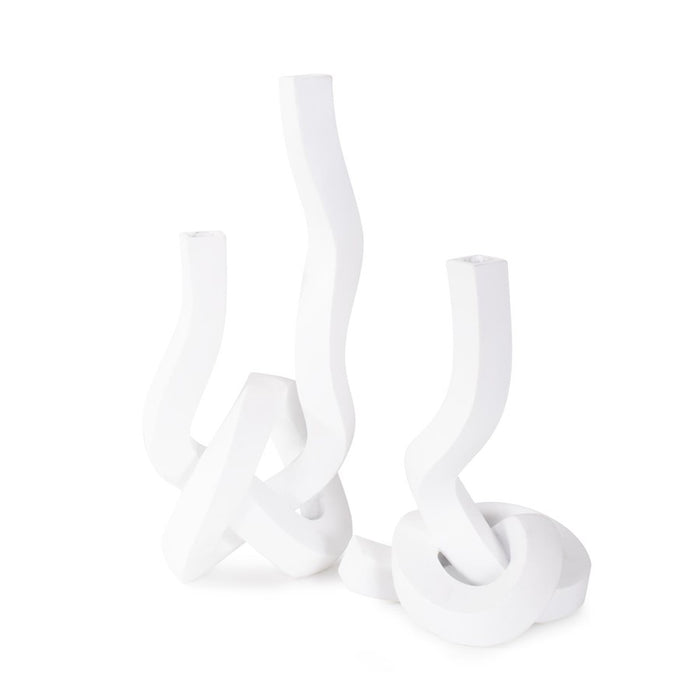 Howard Elliott Danner Abstract Double Candle Holder/Vase, White